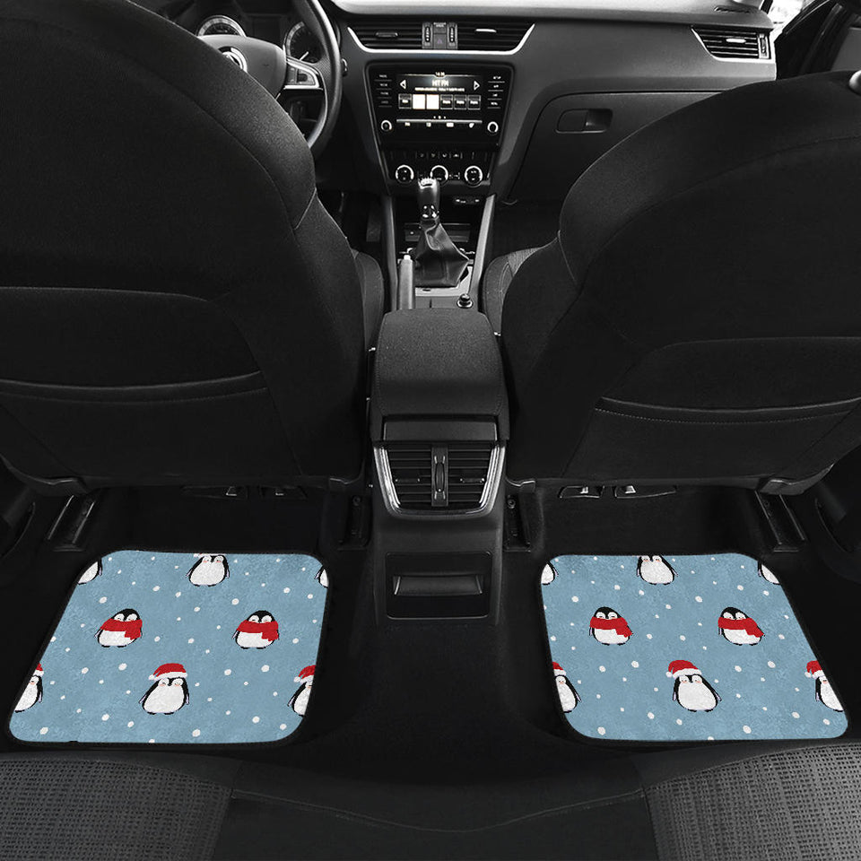 Cute Penguin Christmas Snow Pattern Front And Back Car Mats
