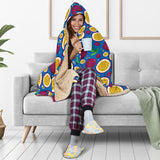 Passion Fruit Blue Background Hooded Blanket
