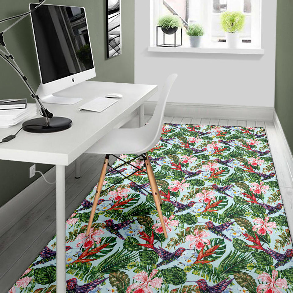 Hummingbird Pattern Print Design 05 Area Rug