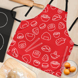 Sushi Pattern Red Background Adjustable Apron