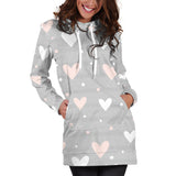 Heart Pattern Gray Background Women'S Hoodie Dress