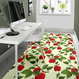 Red Apples Leaves Pattern Area Rug