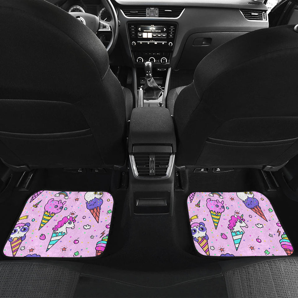 Cute Ice Cream Cone Animal Pattern Front And Back Car Mats