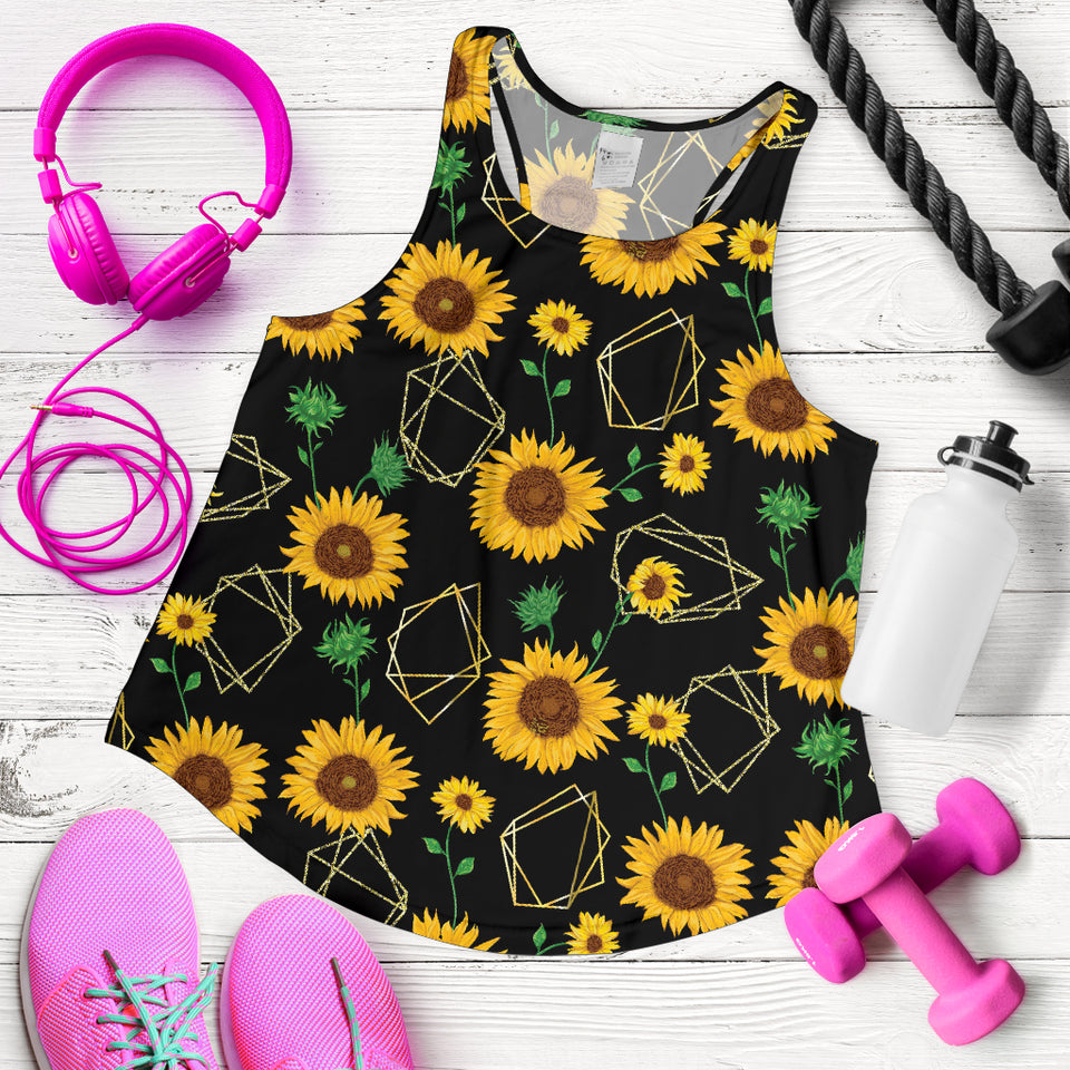 sunflower golden polygonal shapes Women Racerback Tank Top