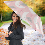 Cute Moon Cloud Star Pattern Pink Dot Background Umbrella