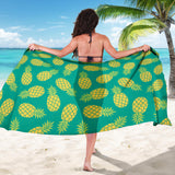 Pineapples Pattern Green Background Sarong
