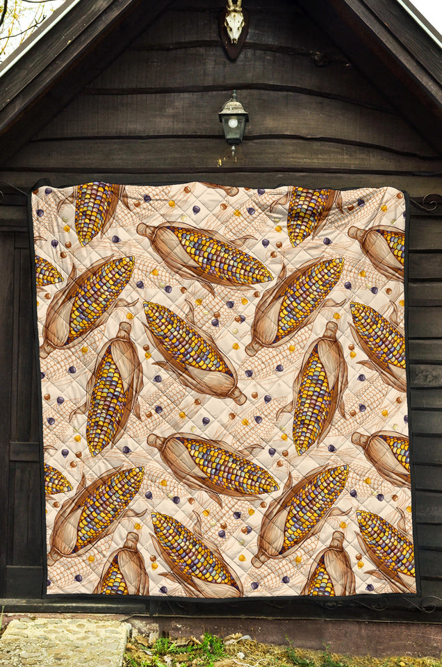 Corn Pattern Print Design 03 Premium Quilt