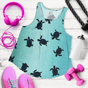 Sea turtle with blue ocean backgroud Women Racerback Tank Top