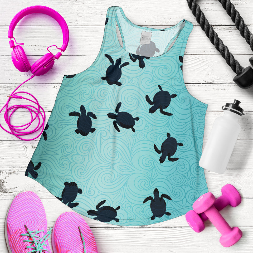 Sea turtle with blue ocean backgroud Women Racerback Tank Top