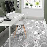 White Swan Gray Background Area Rug