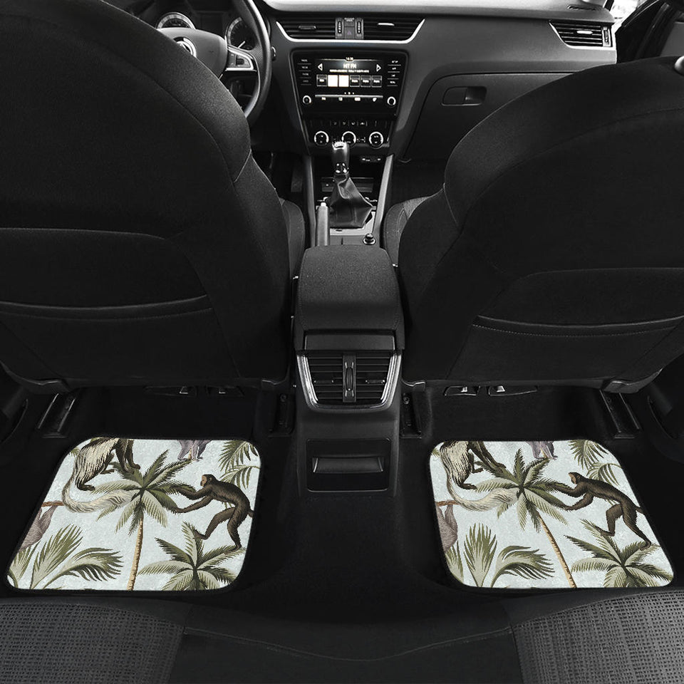 Monkey Sloth Lemur Palm Trees Pattern Front And Back Car Mats