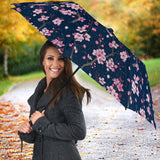 Pink Sakura Cherry Blossom Blue Background Umbrella