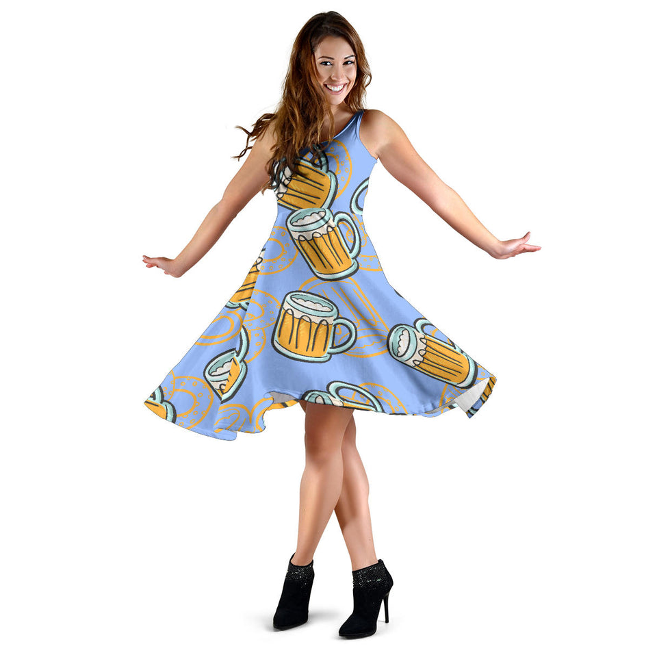 Beer Pattern Sleeveless Midi Dress