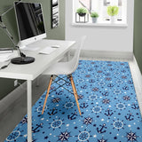 Anchors Rudder Compass Star Nautical Pattern Area Rug
