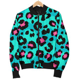 Green Leopard Skin Print Pattern Women'S Bomber Jacket