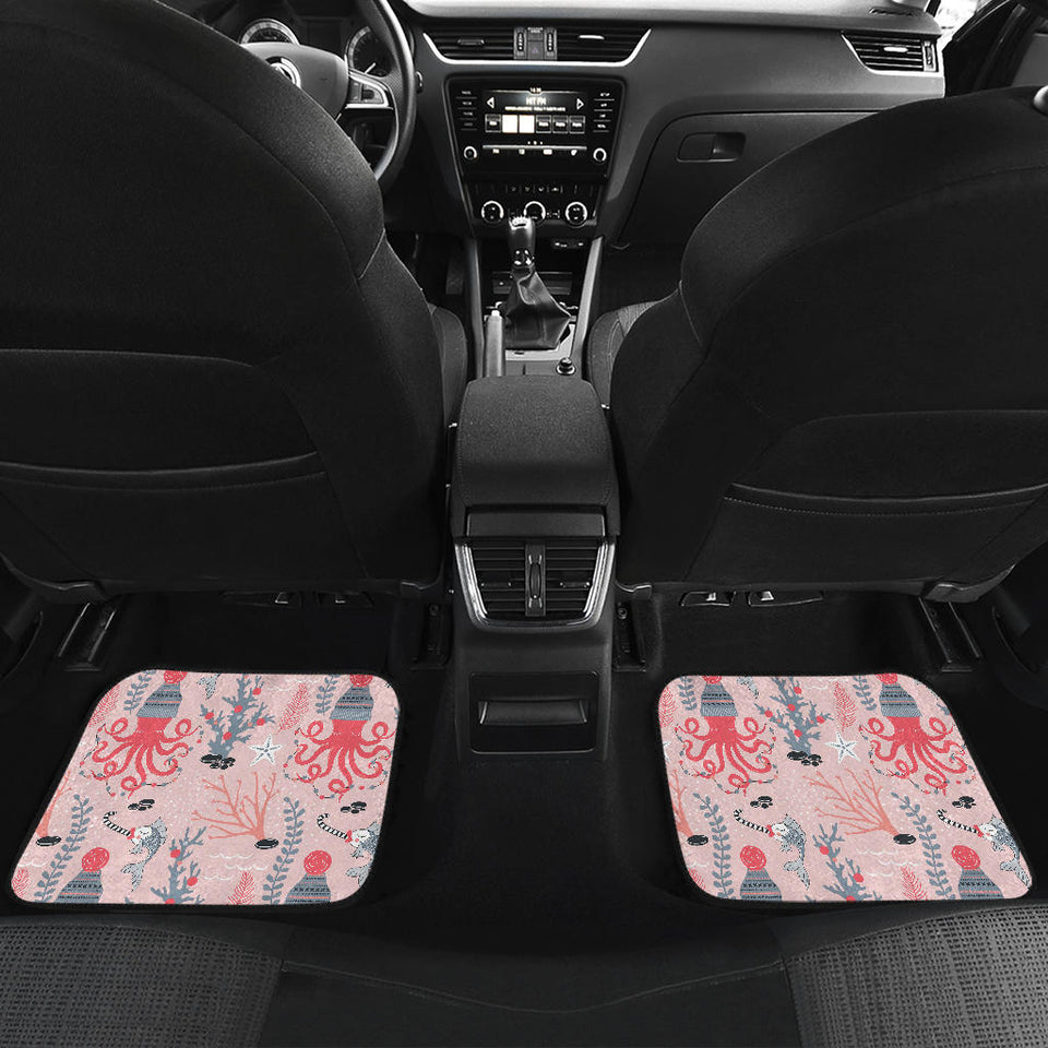 Octopus Winter Hat Garland Fish Candy Seaweed Coral Starfish Front And Back Car Mats