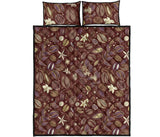 Coffee bean flower pattern Quilt Bed Set