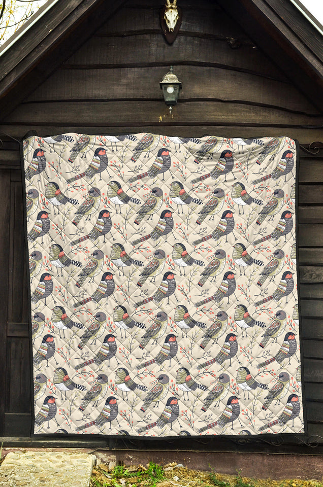 Pigeon Pattern Print Design 04 Premium Quilt