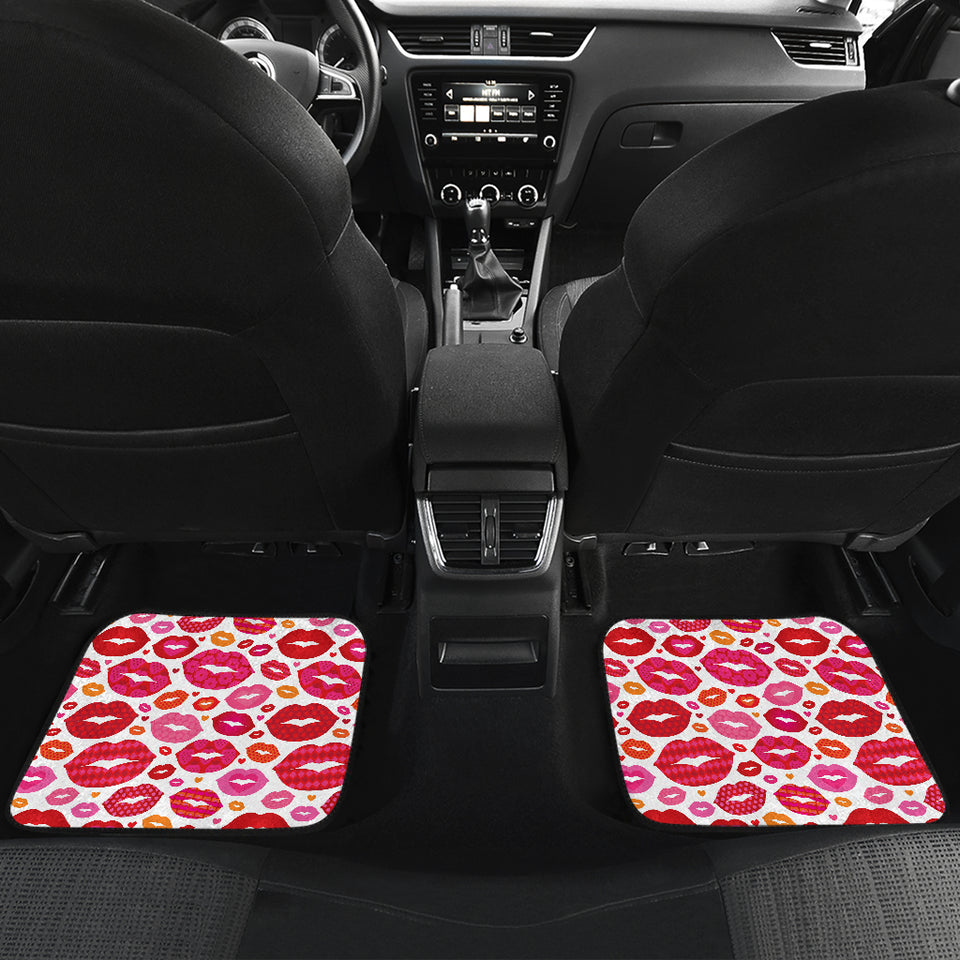Lips Pattern Print Design 01 Front and Back Car Mats