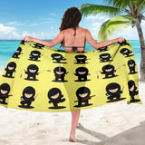 Cute Ninja Yellow Background Sarong