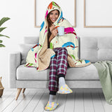 Colorful Chameleon Lizard Pattern Hooded Blanket
