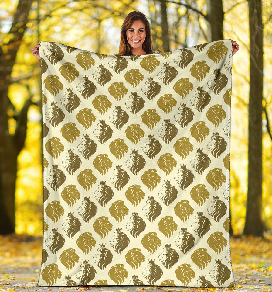 Lion Pattern Print Design 02 Premium Blanket