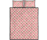 Cute hamster cheese pattern pink background Quilt Bed Set