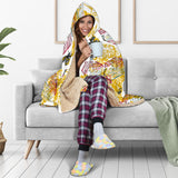 Cool Bee Honeycomb Leaves Pattern Hooded Blanket