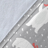 Cute Polar Bear Christmas Snow Pattern Premium Blanket