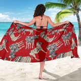 Zebra Abstract Red Background Sarong