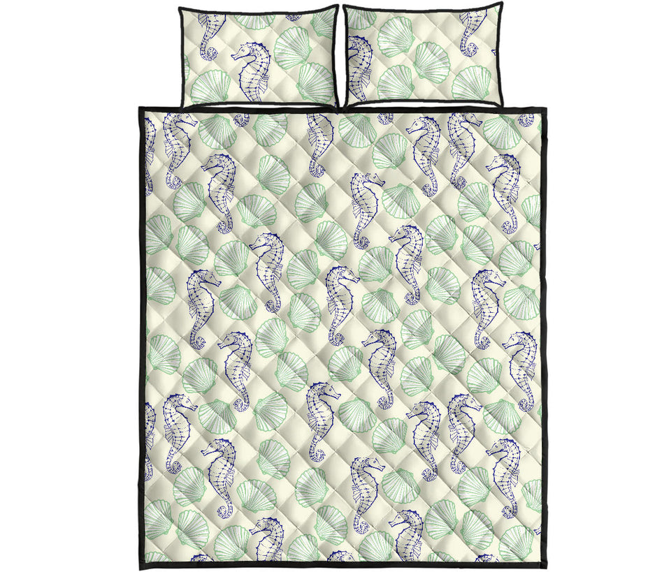 Seahorse shell pattern Quilt Bed Set