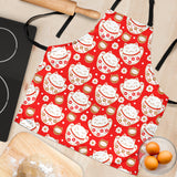 Cute Maneki Neko Lucky Cat Red Background Adjustable Apron