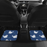 Cute White Baby Sea Lion Seal Pattern Front And Back Car Mats