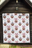 Cute Pug Hat Rabbit Costume Pattern Premium Quilt