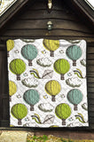 Hot Air Balloon Bird Cloud Pattern Premium Quilt