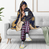 Gold Dragon Pattern Hooded Blanket
