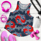 Koi Fish Carp Fishs hand drawn japanese art Women Racerback Tank Top