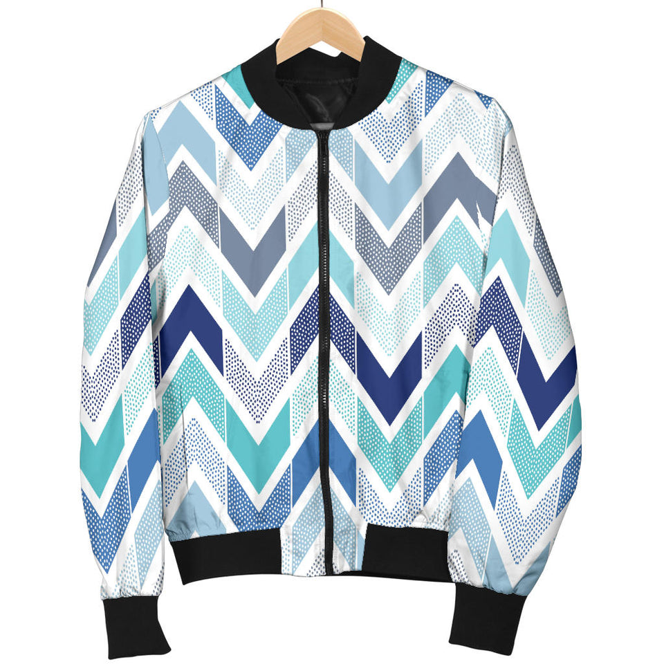 Zigzag  Chevron Blue Pattern Women'S Bomber Jacket