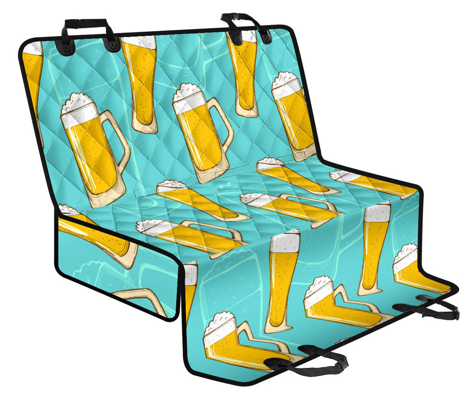 Beer Pattern Green Background Dog Car Seat Covers