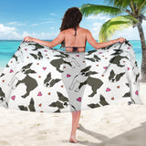 Boston Terrier Dog Hearts Vector Pattern Sarong