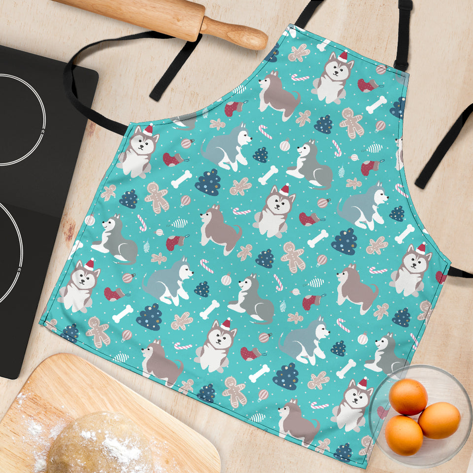 Christmas Cute Siberian Husky Puppie Pattern Adjustable Apron