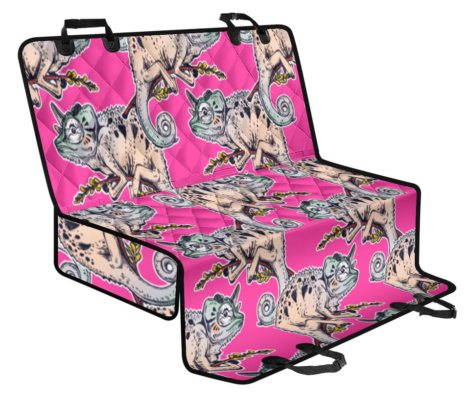 Chameleon Lizard Pattern Pink Background Dog Car Seat Covers