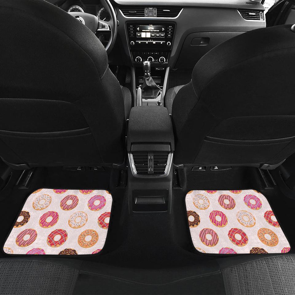 Colorful Donut Pattern Front And Back Car Mats