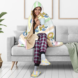 Cute Hand Drawn Mermaid Hooded Blanket