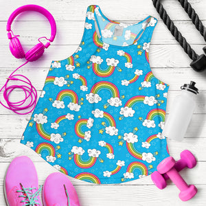 Rainbows Sky Clouds Pattern Women Racerback Tank Top