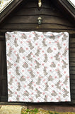 Watercolor Cute Rabbit Pattern Premium Quilt.