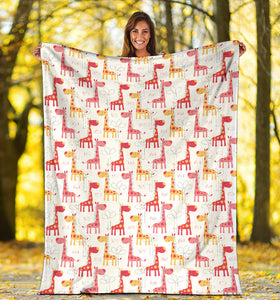 Giraffe Pattern Print Design 03 Premium Blanket