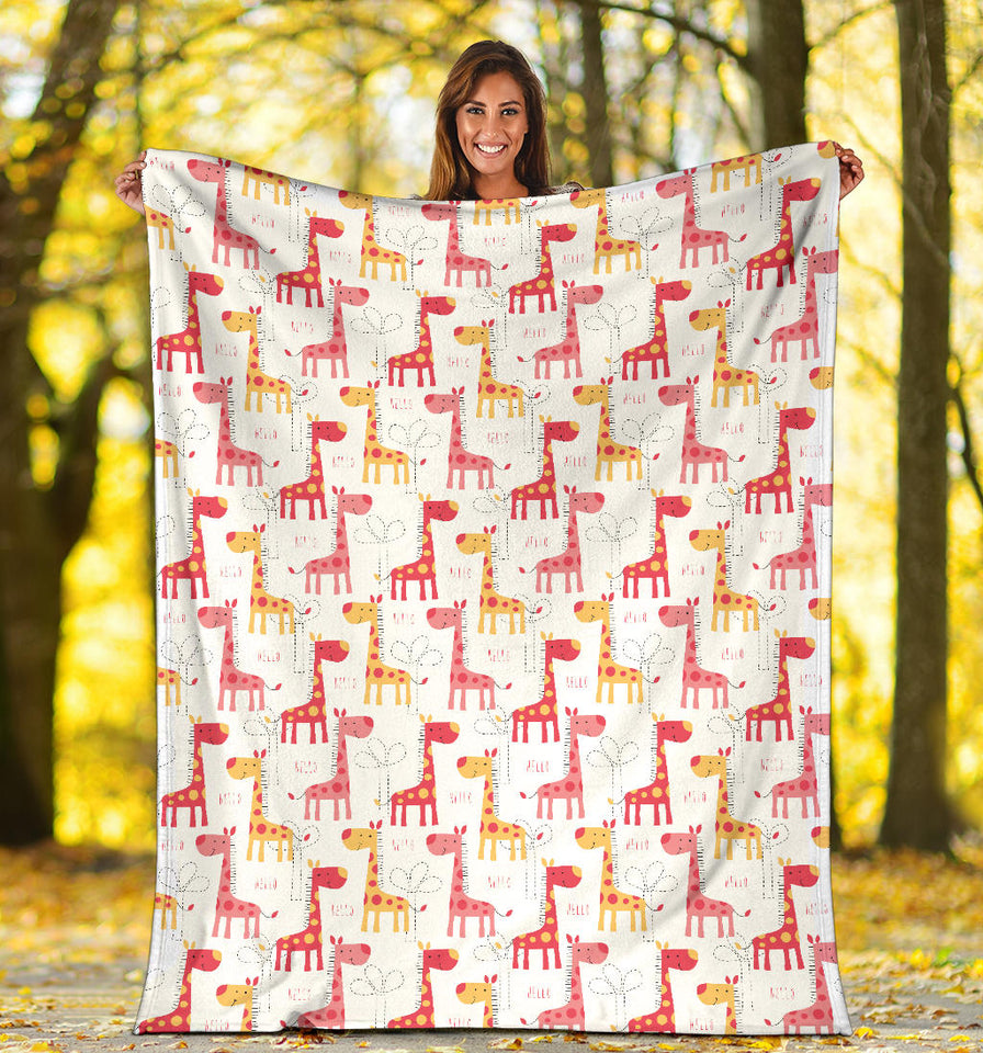 Giraffe Pattern Print Design 03 Premium Blanket