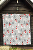 Snowman Christmas  Tree Snow Gray Background Premium Quilt