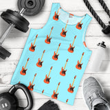 electric guitar pattern light blue background Men Tank Top